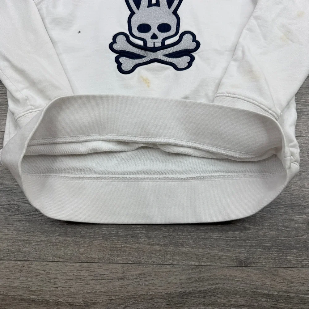 Psycho Bunny Sweatshirt Boys Large White Crewneck Crossbones Embroidered Logo